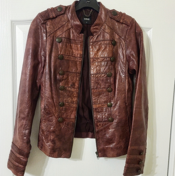 Oasis military style leather jacket - Picture 4 of 7